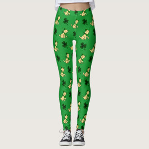 St. Patrick's Day Yellow Labrador Puppy Leggings