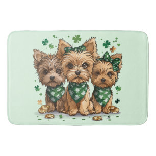 St. Patrick's Day Yorkshire Terrier Dogs Bath Mat