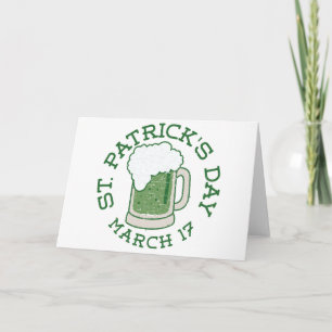 st patricks distressed green beer card