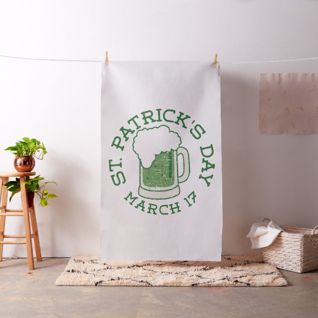 st patricks distressed green beer fabric (In Situ)