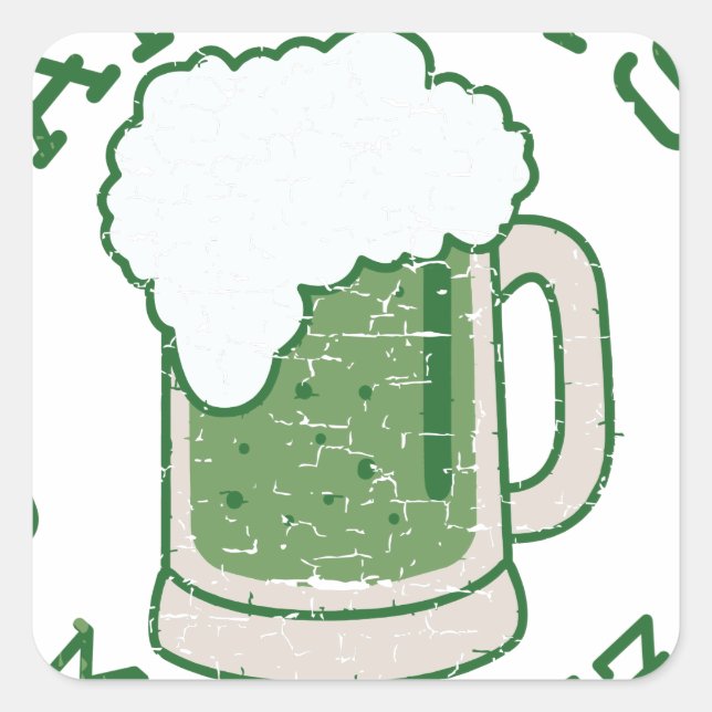 st patricks distressed green beer square sticker (Front)