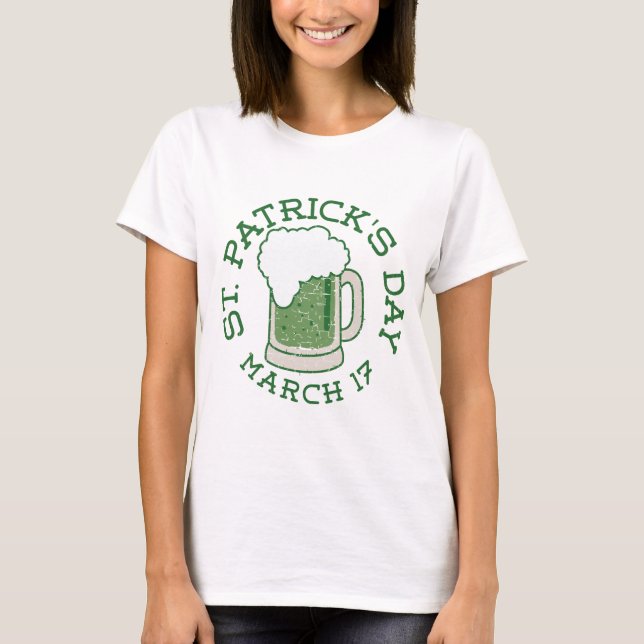 st patricks distressed green beer T-Shirt (Front)