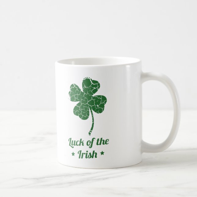 st patricks distressed lucky clover coffee mug (Right)