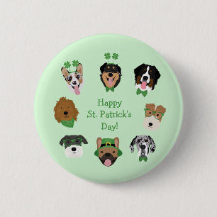 St Patricks Dog Face Pattern 6 Cm Round Badge