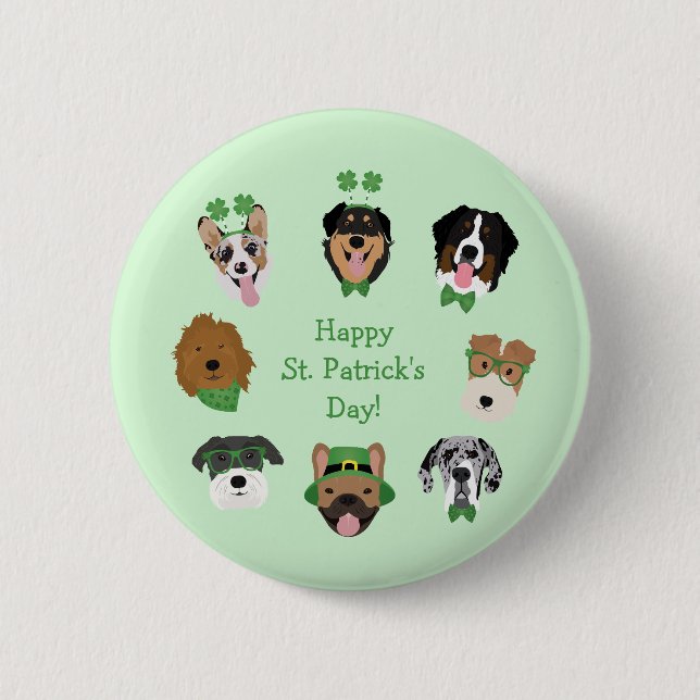 St Patricks Dog Face Pattern 6 Cm Round Badge (Front)