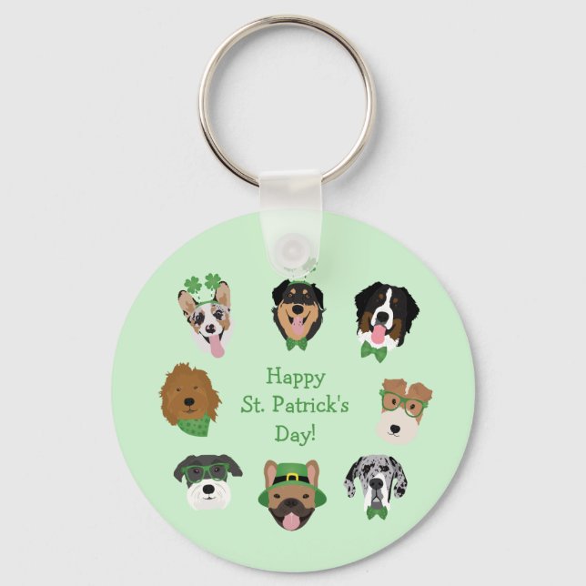 St Patricks Dog Face Pattern Key Ring (Front)