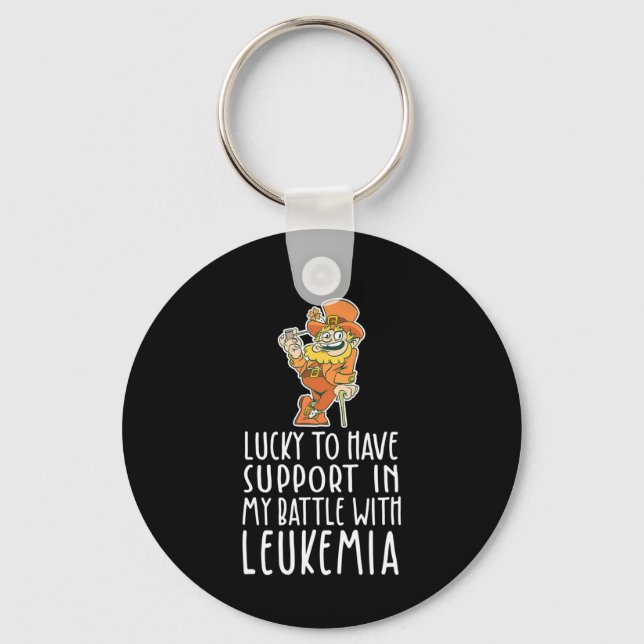 St Patricks Four Leaf Clover Leprechaun Leukaemia  Key Ring (Front)