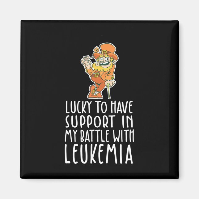 St Patricks Four Leaf Clover Leprechaun Leukaemia  Magnet (Front)