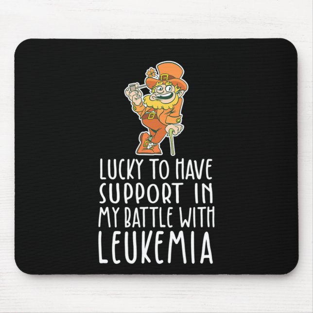 St Patricks Four Leaf Clover Leprechaun Leukaemia  Mouse Mat (Front)