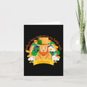 St Patricks Four Leaf Clover Leprechaun Leukemia A Card
