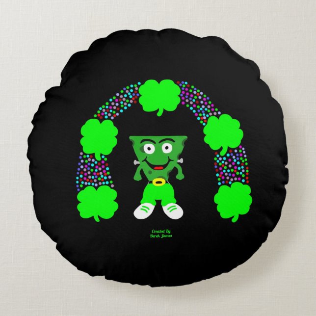 St.  Patrick's FrankenCheese Round Throw Pillow (Front)