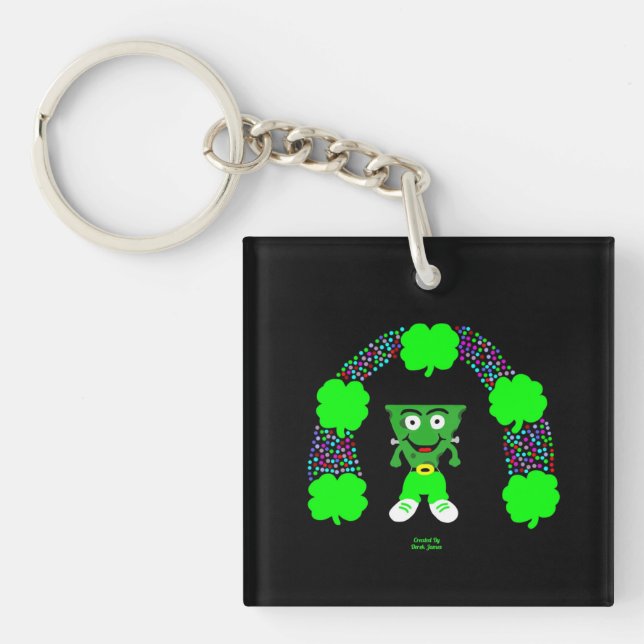 St.  Patrick's FrankenCheese Square Keychain (Front)