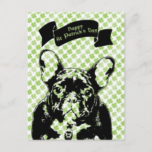 St Patricks French Bulldog Silhouette Postcard