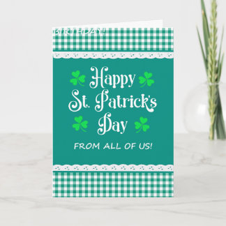 St Patrick's From All of Us Shamrocks Green Checks Card