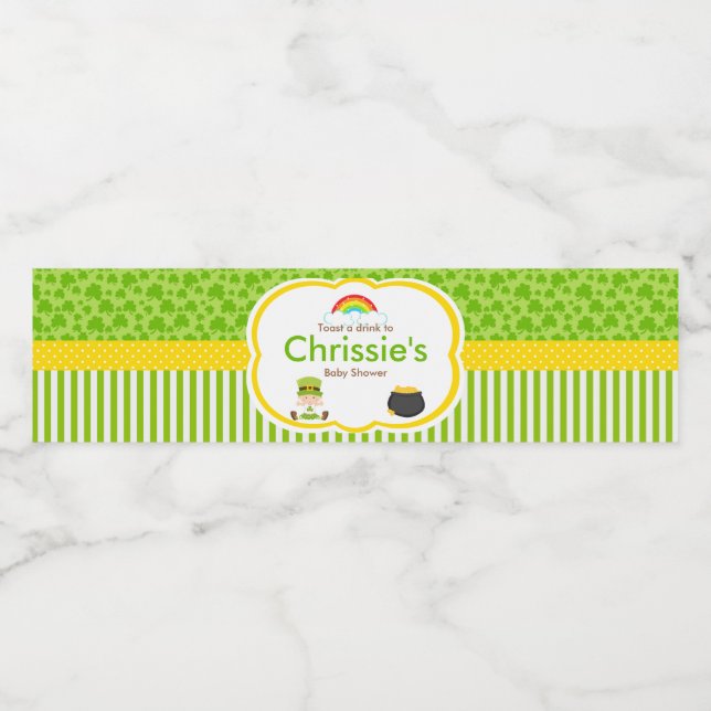 St Patricks Girl Baby Shower Party Water Bottle Label (Single Label)