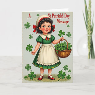 St Patricks Girl Glitter Texture Card