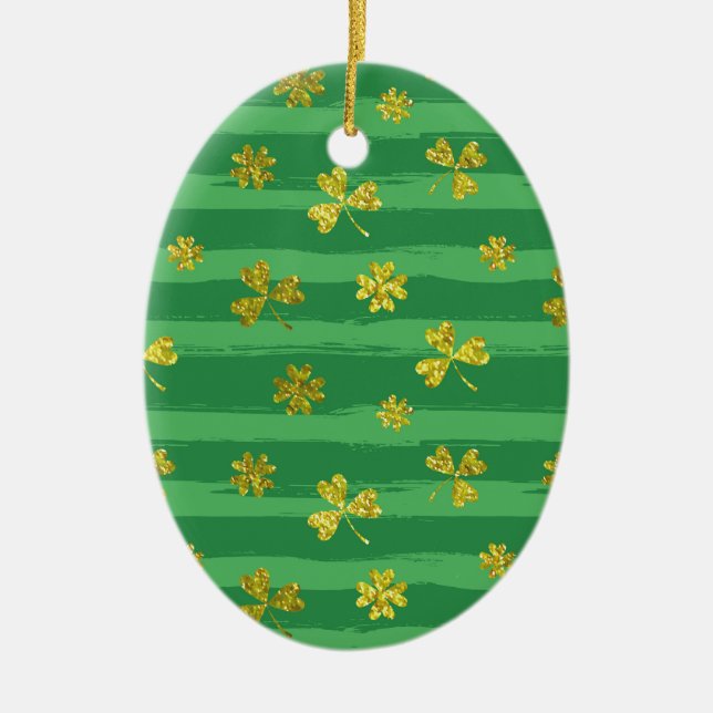 st patricks golden shamrocks ceramic tree decoration (Front)