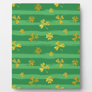 st patricks golden shamrocks plaque