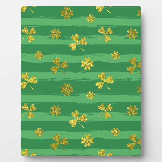 st patricks golden shamrocks plaque (Front)