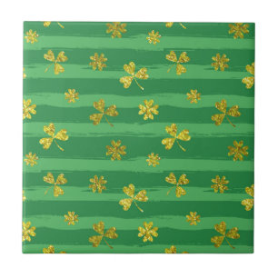 st patricks golden shamrocks tile