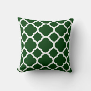 St Patricks Green and White Quatrefoil Pattern Cushion