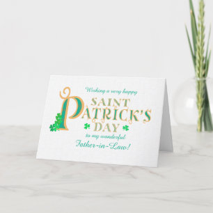St Patrick's Greeting Father-in-Law Shamrocks Card