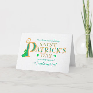 St Patrick's Greeting Granddaughter Shamrocks Card