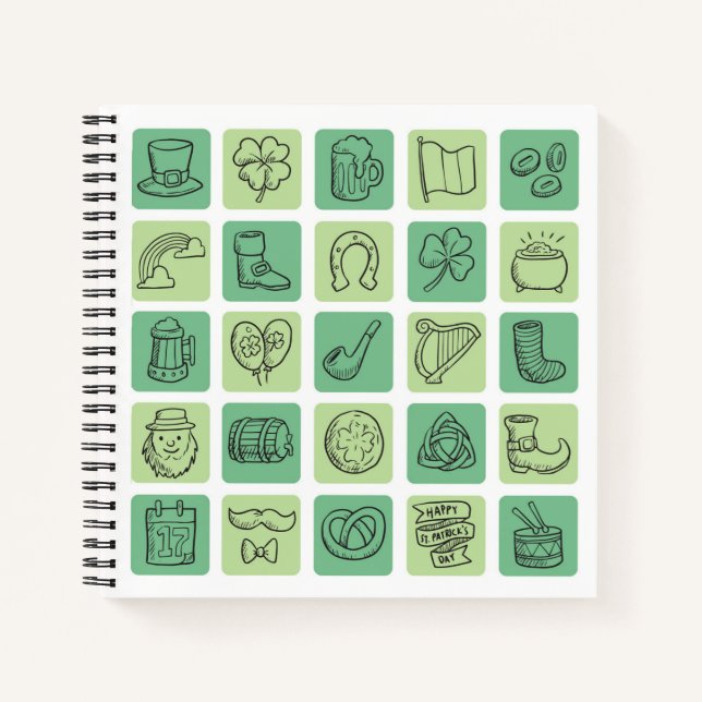 St. Patrick's Hand Drawn Icons ID635 Notebook (Front)