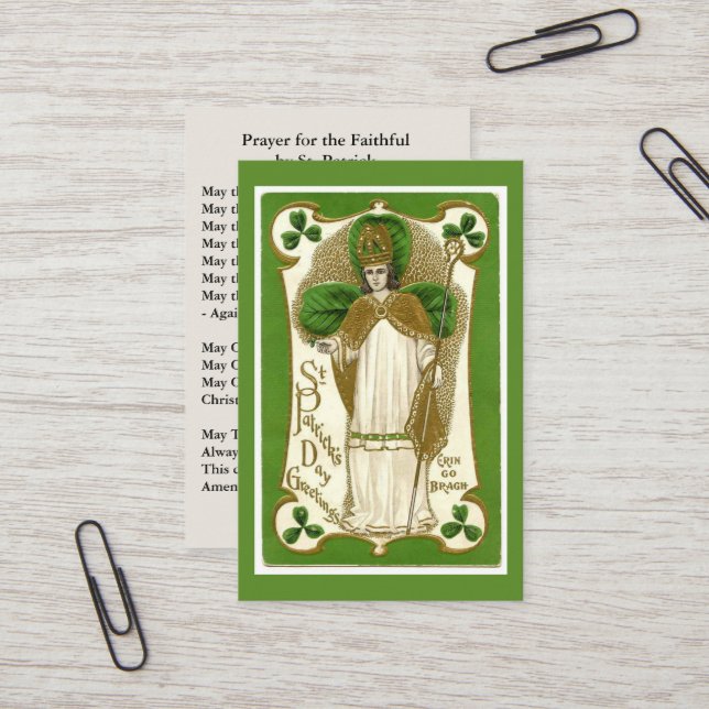 St. Patrick's  Holy Card with Beautiful Prayer (Front/Back In Situ)