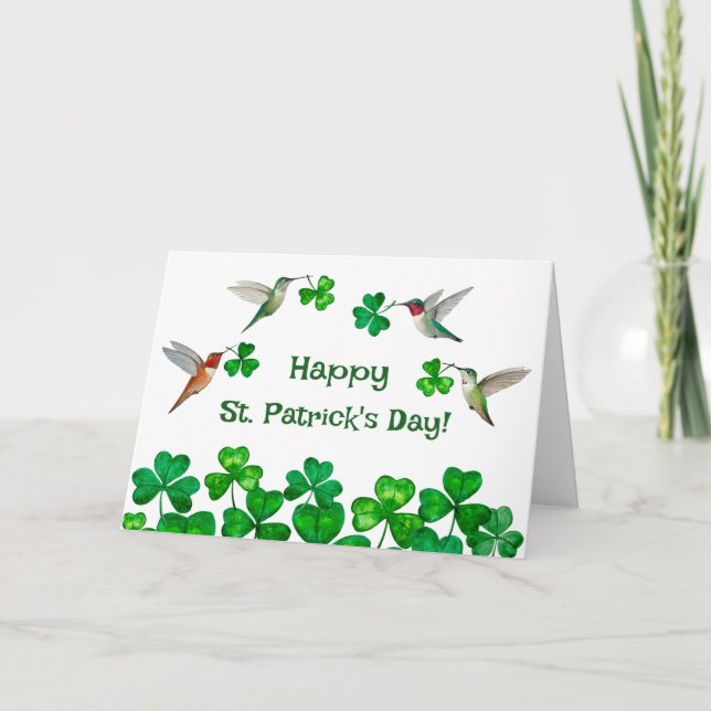 St. Patrick's Hummingbirds Holiday Card (Front)