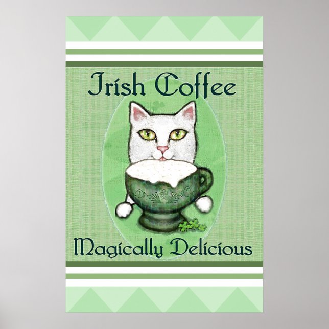 St. Patrick's Irish Coffee Cat Poster / Print (Front)