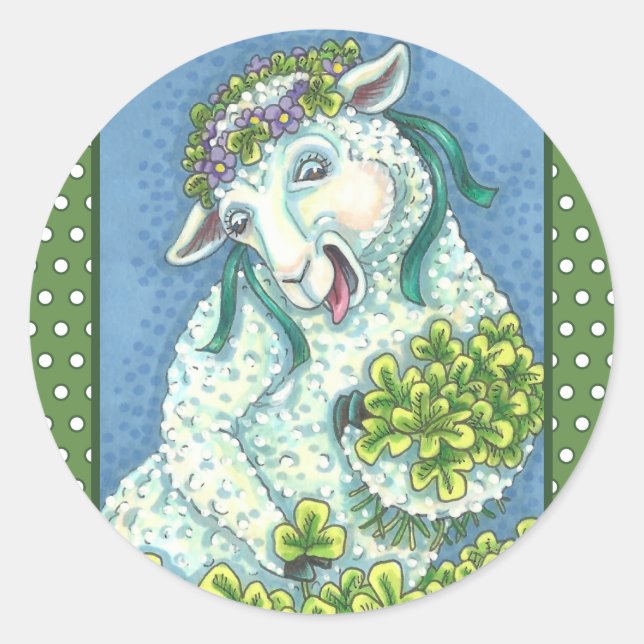 ST. PATRICK'S IRISH EWE & SHAMROCKS STICKERS Sheet (Front)