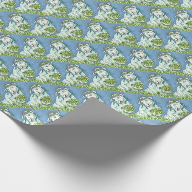 ST. PATRICK'S IRISH EWE & SHAMROCKS WRAPPING PAPER (Corner)