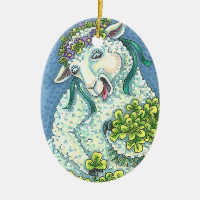 ST. PATRICK'S IRISH EWE, SHEEP ORNAMENT Oval (Front)