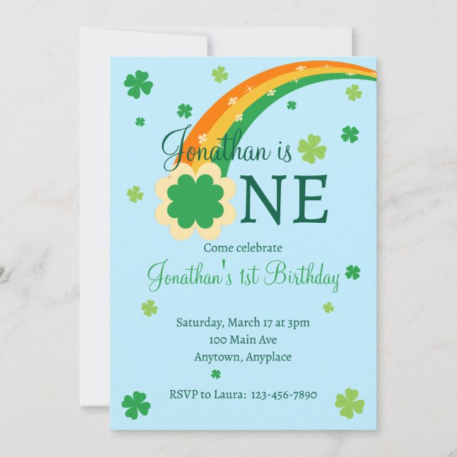 St. Patrick's Irish First 1st Birthday Invitation (Front)