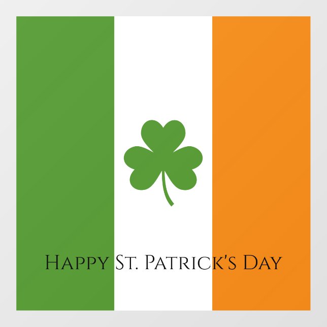 St Patrick's Irish Flag w Shamrock | Personalise Window Cling (Sheet)
