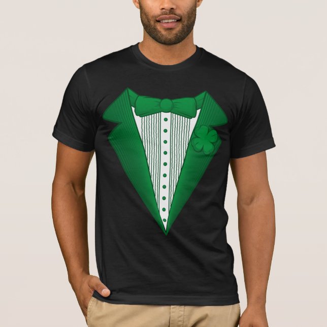 st patricks irish leprechaun tuxedo tshirt (Front)
