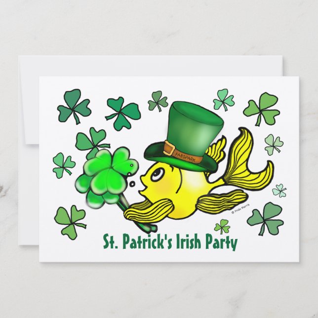 ST PATRICK'S IRISH PARTY INVITATION lucky goldfish (Front)