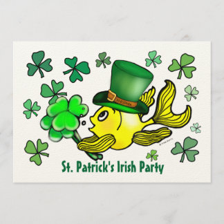 ST PATRICK'S IRISH PARTY INVITATION lucky goldfish