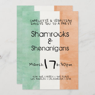 St Patricks Irish Shamrocks Shenanigans Watercolor Invitation
