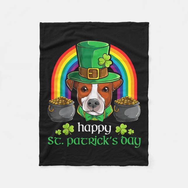 St. Patricks Jack Russel Dad, Jack Russel Dog Mum  Fleece Blanket (Front)