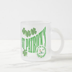 St Patrick's, kiss me i'm a leprechaun Frosted Glass Coffee Mug