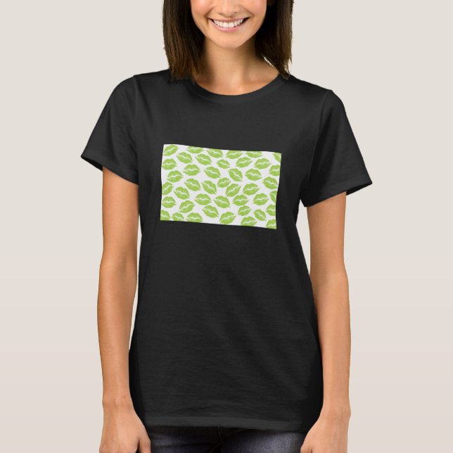 St Patricks Kiss Me I'm Irish Kiss Me Anyway Green T-Shirt (Front)