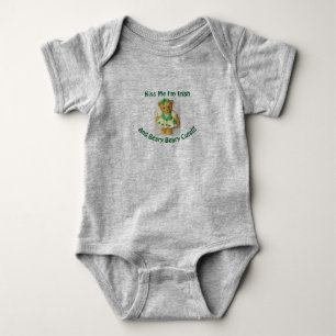 St. Patrick's Kiss Me Teddy Bear Baby Bodysuit