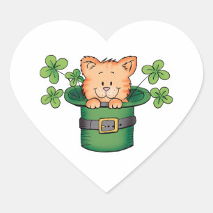 St. Patricks Kitty Heart Sticker