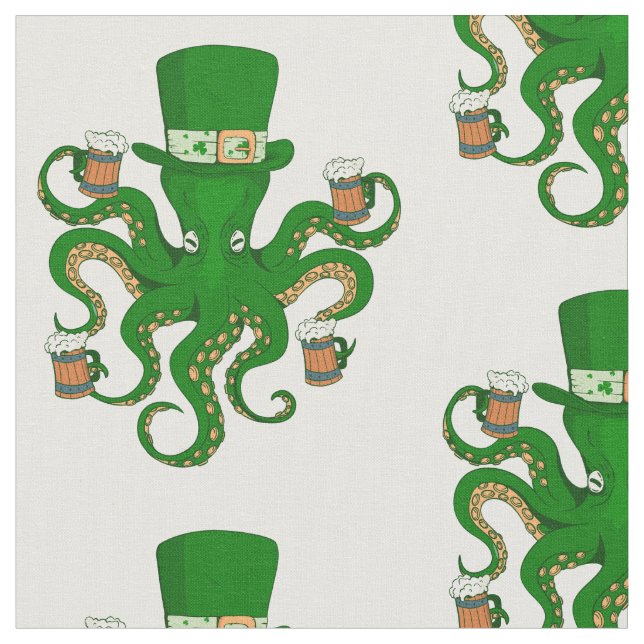 st patricks leprechaun octopus fabric (Close Up)