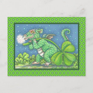 ST. PATRICK'S LITTLE IRISH DRAGON FANTASY POSTCARD