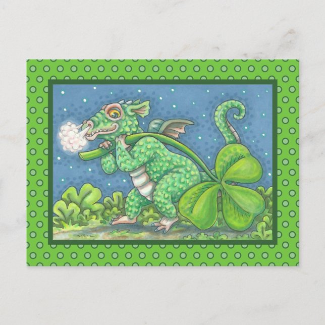 ST. PATRICK'S LITTLE IRISH DRAGON FANTASY POSTCARD (Front)