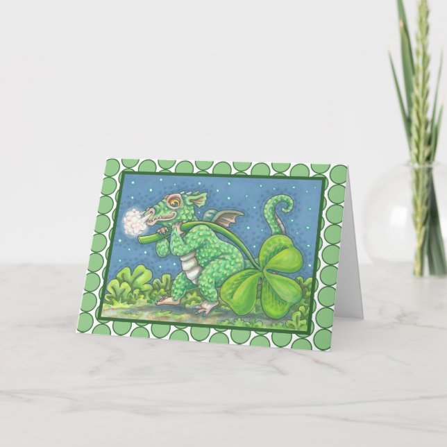 ST. PATRICK'S LITTLE IRISH DRAGON GREETING CARD (Front)