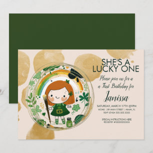 St. Patricks Lucky Birthday Girl Shamrock Artist  Invitation